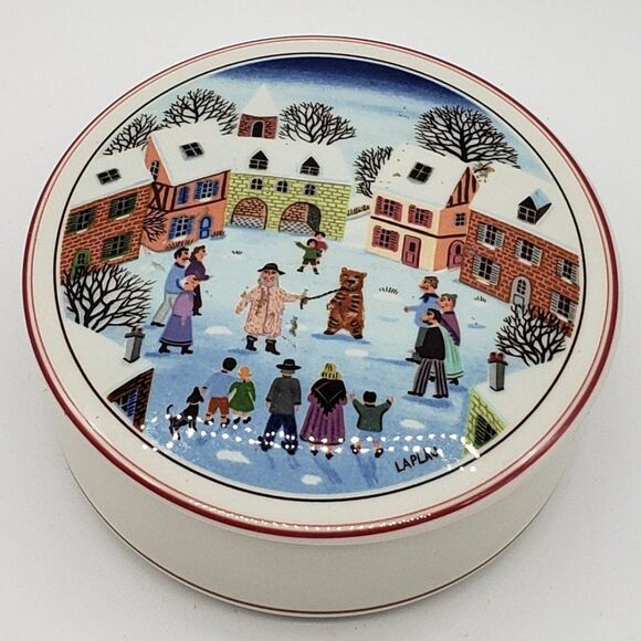 Villeroy & Boch Porcelain Naif Christmas Large Cover Candy Box Signed G. Laplau - Picture 10 of 10
